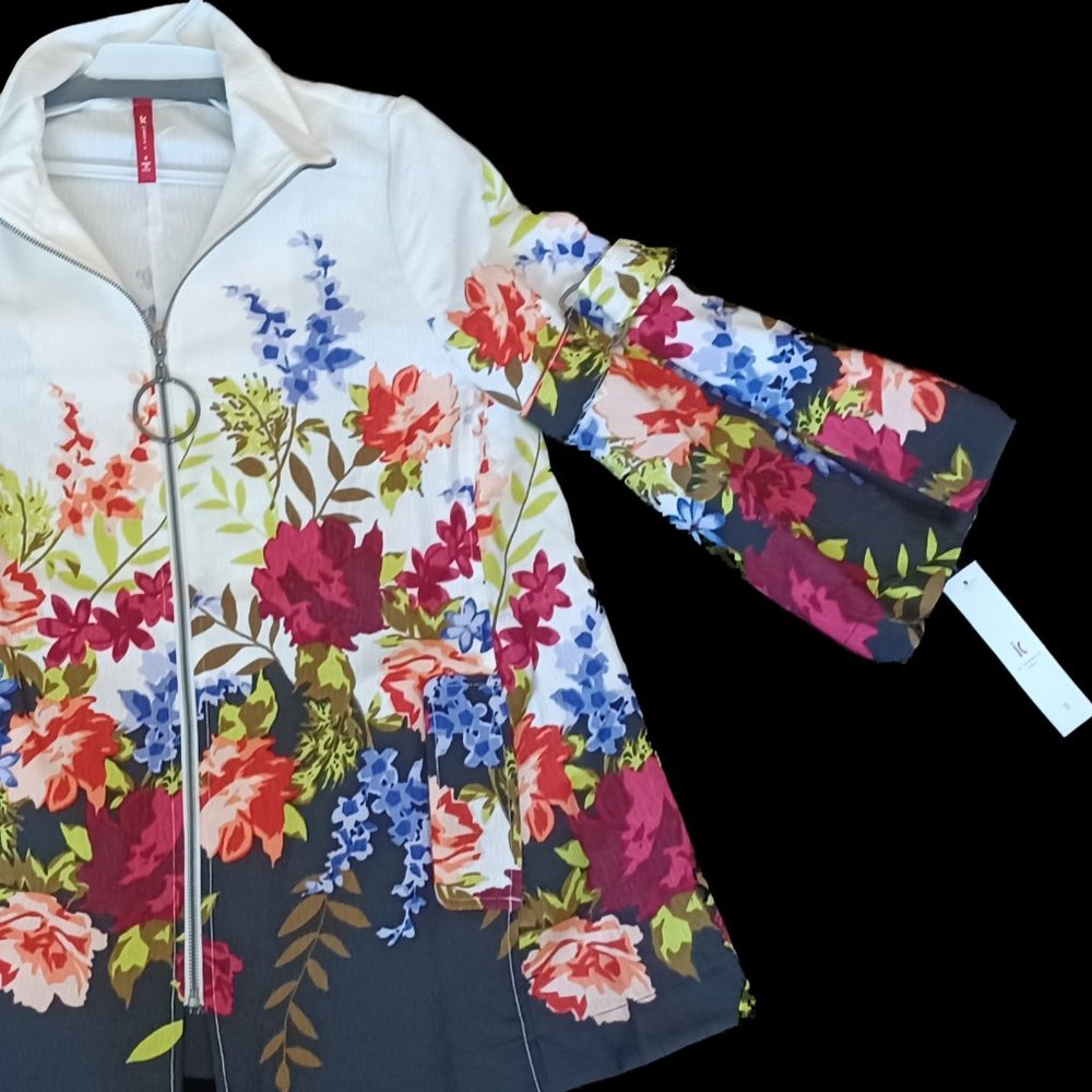 IC Collection by Connie K Floral Black/White jacket - Picture 5 of 13